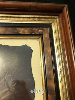 Antique Eastlake Wood Picture Frame Burl OLD WAVY GLASS J Singleton Copley Print