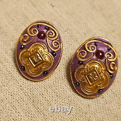 Antique Eduardian Austro-Hungarian OM Purple Clip-on Earrings