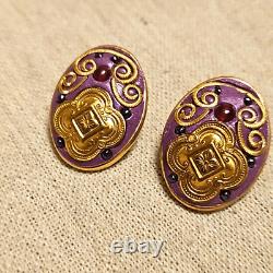 Antique Eduardian Austro-Hungarian OM Purple Clip-on Earrings