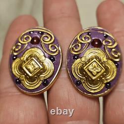 Antique Eduardian Austro-Hungarian OM Purple Clip-on Earrings