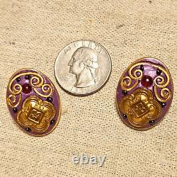 Antique Eduardian Austro-Hungarian OM Purple Clip-on Earrings