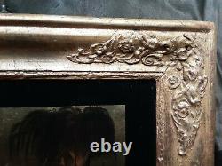 Antique Eglomise Painting Mourning Memento Mori Child Grave Tomb Key Hair Angel