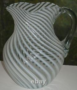 Antique Elegant Clear Opalescent Swirl Bulbous Water Pitcher Ca1880 Glows