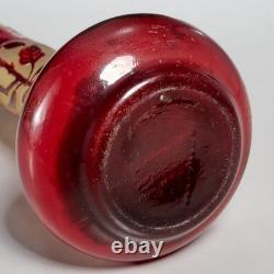 Antique Emile Galle Style Cameo Glass Red Yellow Flower Vase 9.5h Antique Emile Galle Style Cameo Glass Red Yellow Flower Vase 9.5h