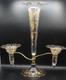 Antique English Crystal Hand Painted Gold Chestnut Leaves Art Glass Epergne Vase