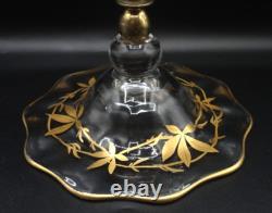 Antique English Crystal Hand Painted Gold Chestnut Leaves Art Glass Epergne Vase Antique English Crystal Hand Painted Gold Chestnut Leaves Art Glass Epergne Vase