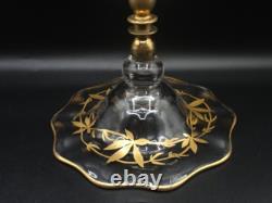 Antique English Crystal Hand Painted Gold Chestnut Leaves Art Glass Epergne Vase Antique English Crystal Hand Painted Gold Chestnut Leaves Art Glass Epergne Vase