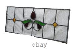 Antique English Victorian Art Nouveau Stained Glass Floral Transom Window Panel Antique English Victorian Art Nouveau Stained Glass Floral Transom Window Panel