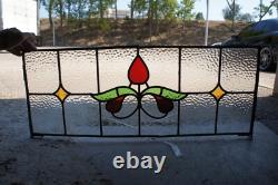 Antique English Victorian Art Nouveau Stained Glass Floral Transom Window Panel Antique English Victorian Art Nouveau Stained Glass Floral Transom Window Panel