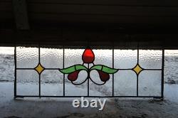 Antique English Victorian Art Nouveau Stained Glass Floral Transom Window Panel Antique English Victorian Art Nouveau Stained Glass Floral Transom Window Panel