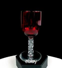 Antique English Victorian Cranberry Clear Stem 5 3/8 Wine Glass 1838-1901