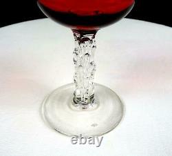 Antique English Victorian Cranberry Clear Stem 5 3/8 Wine Glass 1838-1901