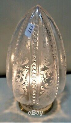 Antique Etched Tear Drop French Glass Lamp Shade Victorian Art Nouveau