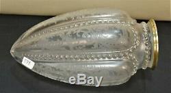 Antique Etched Tear Drop French Glass Lamp Shade Victorian Art Nouveau