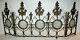 Antique Fireplace Screen Iron & Glass French Scroll Victorian Art Deco 3-panel
