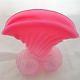 Antique Franz Welz Pink Vaseline Glass Vase 3 Swirled Ball Feet Fan Shape C1900