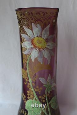 Antique French Art Nouveau F. T. Legras pair of Belfort enamel vases c 1890