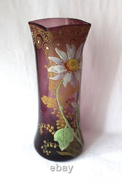 Antique French Art Nouveau F. T. Legras pair of Belfort enamel vases c 1890