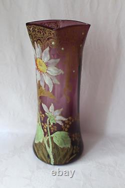 Antique French Art Nouveau F. T. Legras pair of Belfort enamel vases c 1890