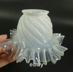 Antique French Art Nouveau Victorian Ruffled Opalescent Glass Lamp Shade #1