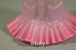 Antique French Art Nouveau Victorian Satin Pink Opalescent Glass Lamp Shade