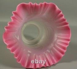 Antique French Art Nouveau Victorian Satin Pink Opalescent Glass Lamp Shade