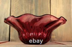 Antique French Cranberry Art Glass Fruit Console Bowl Victorian Centerpiece Antique French Cranberry Art Glass Fruit Console Bowl Victorian Centerpiece
