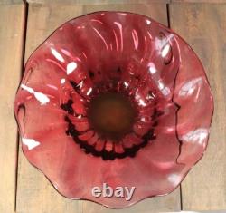 Antique French Cranberry Art Glass Fruit Console Bowl Victorian Centerpiece Antique French Cranberry Art Glass Fruit Console Bowl Victorian Centerpiece