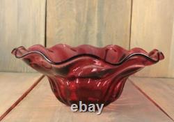 Antique French Cranberry Art Glass Fruit Console Bowl Victorian Centerpiece Antique French Cranberry Art Glass Fruit Console Bowl Victorian Centerpiece