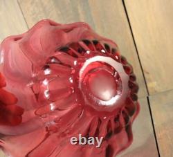Antique French Cranberry Art Glass Fruit Console Bowl Victorian Centerpiece Antique French Cranberry Art Glass Fruit Console Bowl Victorian Centerpiece
