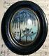 Antique French Mourning Hair Art Domed Glass Oval Wooden Frame Tree Flower C1860