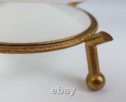 Antique French Ormolu Opaline Glass Bowl Basket Enameled Etruscan Greek Revival