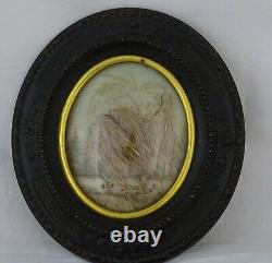 Antique French Victorian Mourning Hair Art Convex Glass Frame