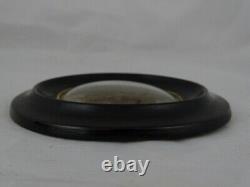 Antique French Victorian Mourning Hair Art Convex Glass Frame Reliquary 1889