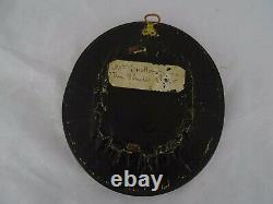 Antique French Victorian Mourning Hair Art Convex Glass Frame Reliquary 1889