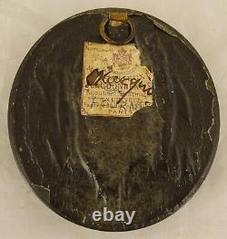 Antique French Victorian Mourning Hair Art Convex Glass Frame Reliquary -1898