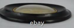 Antique French Victorian Mourning Hair Art Convex Glass Frame Reliquary Blond