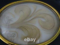 Antique French Victorian Mourning Hair Art Convex Glass Frame Reliquary Blond