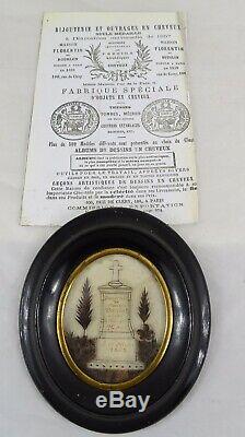 Antique French Victorian Mourning Hair Art Ebony Frame Reliquary dated 1862