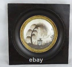 Antique French Victorian Mourning Hair Art Frame Reliquary Tomb & Birds