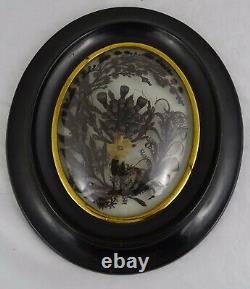 Antique French Victorian Mourning Hair Art Frame Reliquary Very Large
