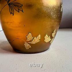 Antique Fritz Heckert Glass Nouveau Iridescent Amber Vase Adolf Heyden Design