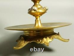Antique Gilt Bronze Cranberry Glass Epergne Trumpet Vase Victorian French