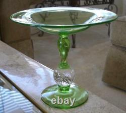 Antique Glass Pairpoint Compote with Controlled Bubble Ball Connector