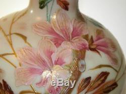 Antique HARRACH Bohemian Enameled and Gilded Vase 11 Signed Art Glass