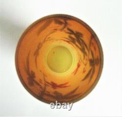 Antique HARRACH Victorian ORANGE URANIUM VASELINE ENAMEL BOHEMIAN Art Glass VASE