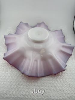 Antique Hand Blown Pink Cranberry Cased By White Glass Ruffled Rim OOAK