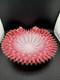 Antique Hand Blown Victorian Style Art Glass Centerpiece Bowl Ruffled Edges