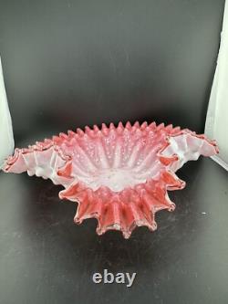 Antique Hand Blown Victorian Style Art Glass Centerpiece Bowl Ruffled Edges Antique Hand Blown Victorian Style Art Glass Centerpiece Bowl Ruffled Edges