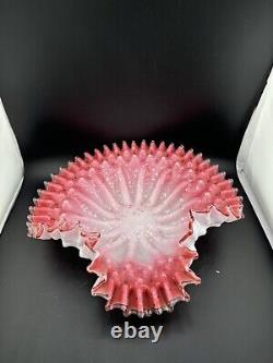 Antique Hand Blown Victorian Style Art Glass Centerpiece Bowl Ruffled Edges Antique Hand Blown Victorian Style Art Glass Centerpiece Bowl Ruffled Edges